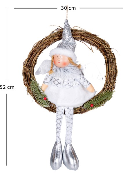 Yılbaşı Süsü, Kapı Çelengi, Gümüş - Peri Figürü, 30X52 cm modelleri