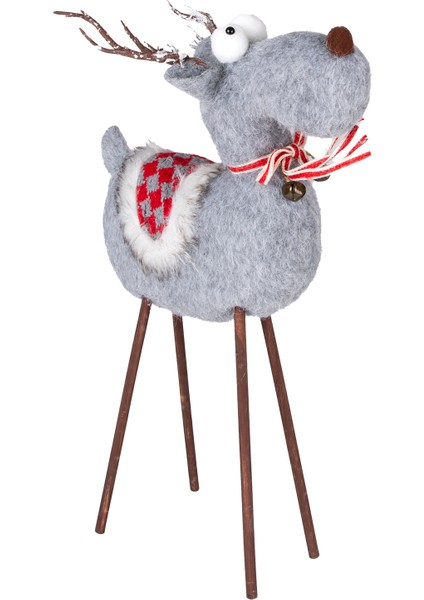 Yılbaşı Süsü, Geyik, Gri - Ahşap Bacaklı, 36X56 cm fiyatları