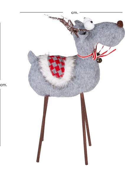 Yılbaşı Süsü, Geyik, Gri - Ahşap Bacaklı, 36X56 cm fırsatları