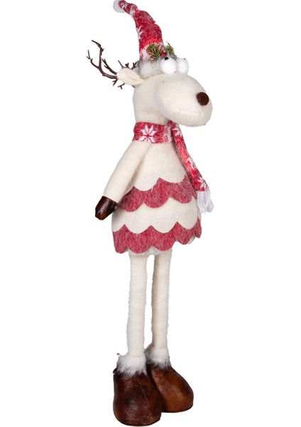 Yılbaşı Süsü, Geyik Figürü, Kırmızı-Beyaz - Teleskop Uzayan Bacaklı, modelleri