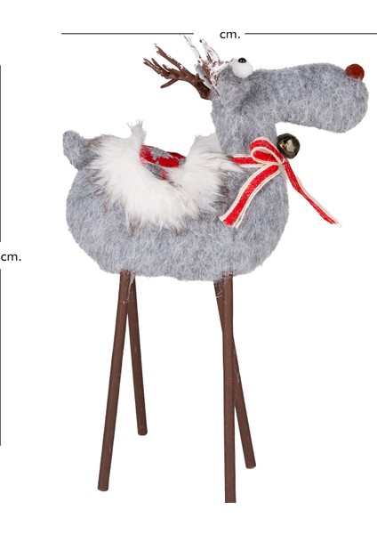 Yılbaşı Süsü, Geyik, Gri - Ahşap Bacaklı, 24X35 cm fırsatları