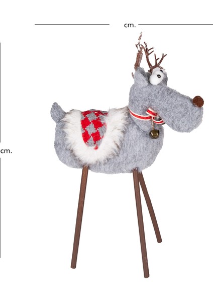 Yılbaşı Süsü, Geyik, Gri - Ahşap Bacaklı, 28X43 cm fırsatları