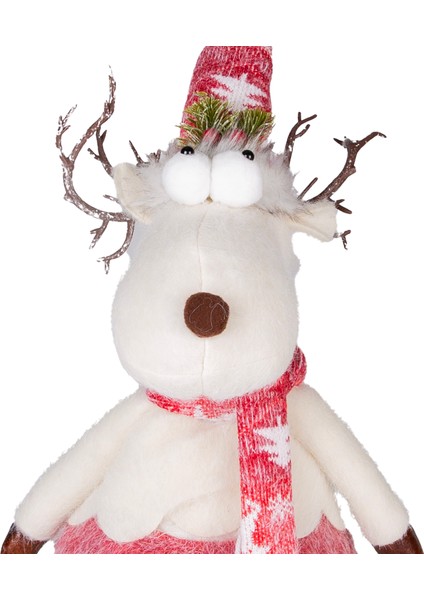 Yılbaşı Süsü, Geyik Figürü, Kırmızı-Beyaz - 22X68 cm fiyatları