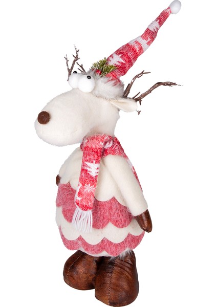 Yılbaşı Süsü, Geyik Figürü, Kırmızı-Beyaz - 22X68 cm modelleri