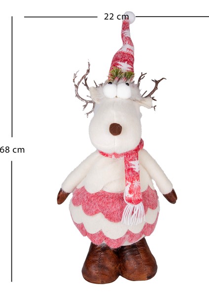 Yılbaşı Süsü, Geyik Figürü, Kırmızı-Beyaz - 22X68 cm fırsatları