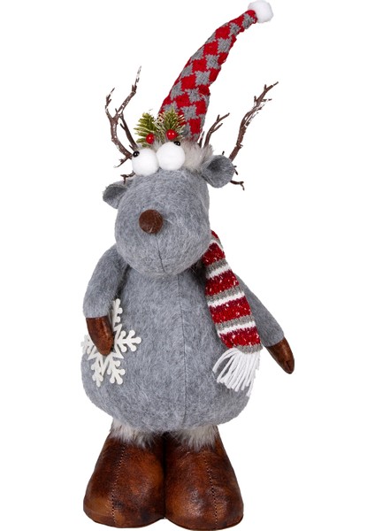 Yılbaşı Süsü, Geyik Figürü, Gri - Teleskop Uzayan Bacaklı, 22X16X70-9 fırsatları