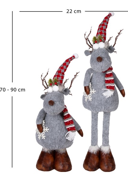 Yılbaşı Süsü, Geyik Figürü, Gri - Teleskop Uzayan Bacaklı, 22X16X70-9 indirimleri