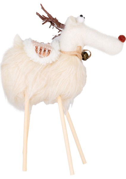 Yılbaşı Süsü, Geyik, Beyaz - Ahşap Bacaklı, 24X35 cm fırsatları