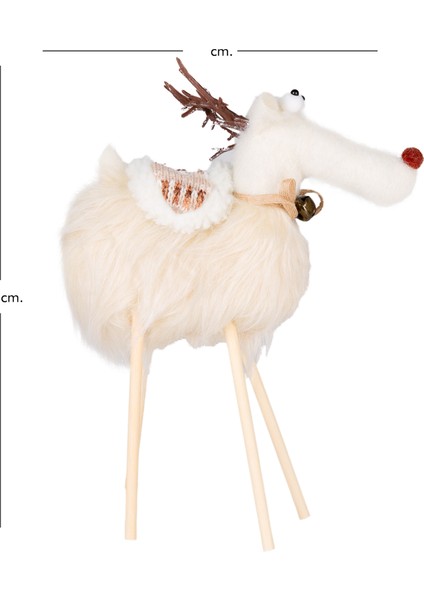 Yılbaşı Süsü, Geyik, Beyaz - Ahşap Bacaklı, 24X35 cm indirimleri