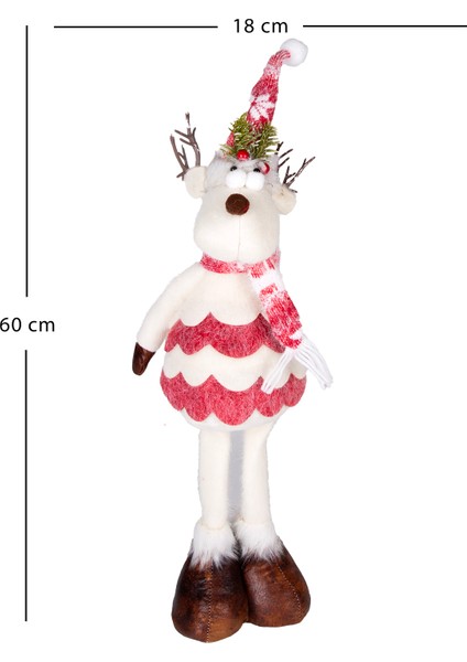Yılbaşı Süsü, Geyik Figürü, Kırmızı-Beyaz - 18X60 cm fırsatları