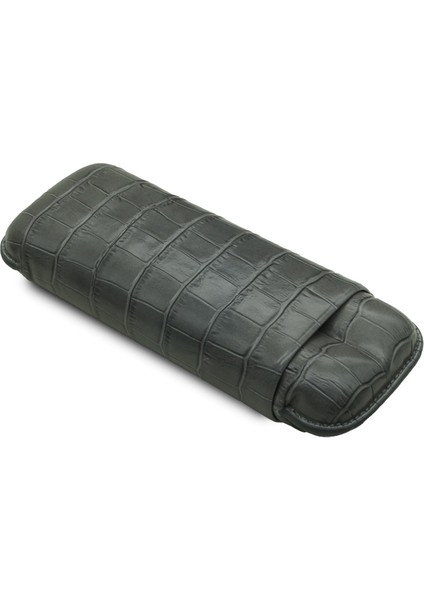 Gerçek Deri El Yapımı Puro Kılıfı Ikili (60 Ring) Croco Ceniza indirimleri