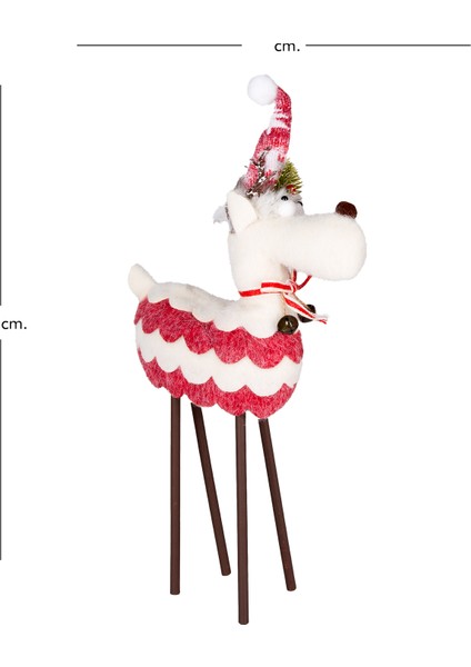 Yılbaşı Süsü, Geyik, Kırmızı-Beyaz - Ahşap Bacaklı, 28X43 cm fırsatları