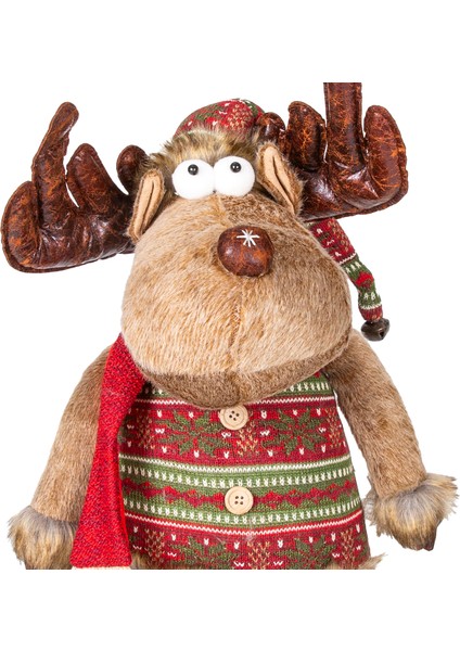 Yılbaşı Süsü, Geyik Adam, Kahverengi - Uzayan Ayaklı, Kırmızı Atkılı, fiyatları