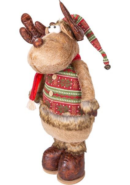 Yılbaşı Süsü, Geyik Adam, Kahverengi - Uzayan Ayaklı, Kırmızı Atkılı, indirimleri