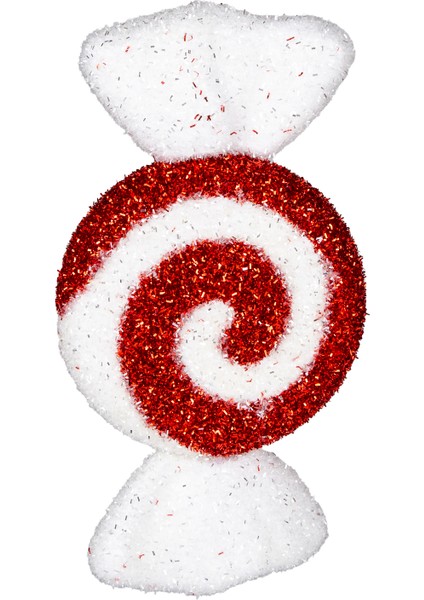 Yılbaşı Ağaç Süsü, Şeker Figür, Kırmızı-Beyaz - 12X25 cm