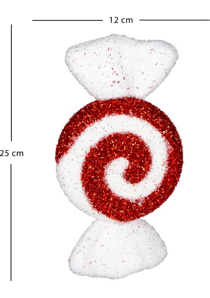 Yılbaşı Ağaç Süsü, Şeker Figür, Kırmızı-Beyaz - 12X25 cm modelleri