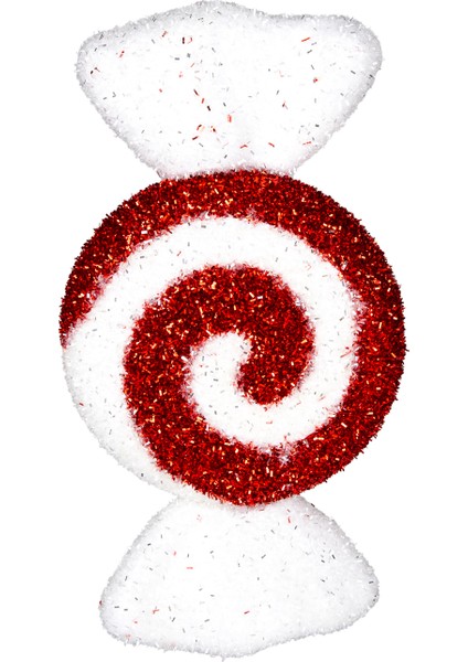 Yılbaşı Ağaç Süsü, Şeker Figür, Kırmızı-Beyaz - 20X36 cm