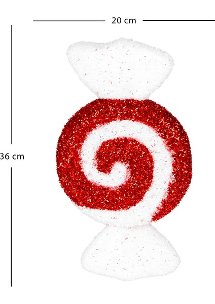Yılbaşı Ağaç Süsü, Şeker Figür, Kırmızı-Beyaz - 20X36 cm fırsatları