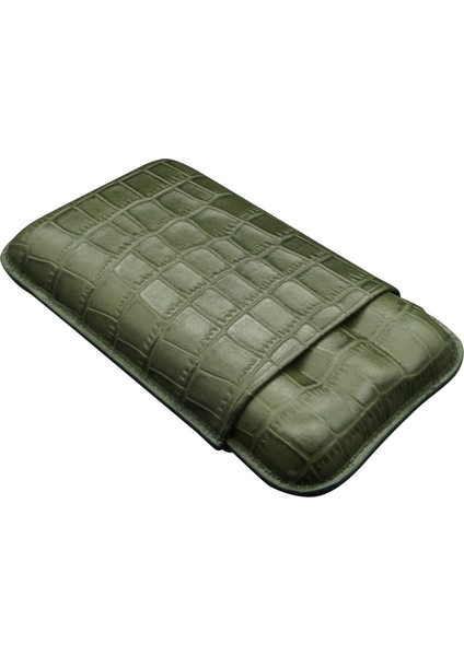 Gerçek Deri El Yapımı Puro Kılıfı Üçlü (60 Ring) Croco Bosque fırsatları