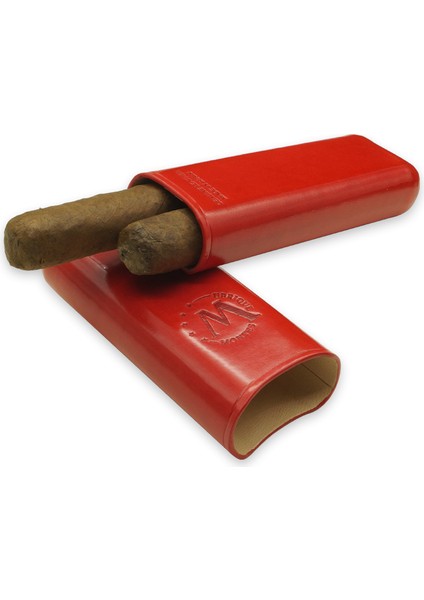 Gerçek Deri El Yapımı Puro Kılıfı Ikili (52 Ring) Paris