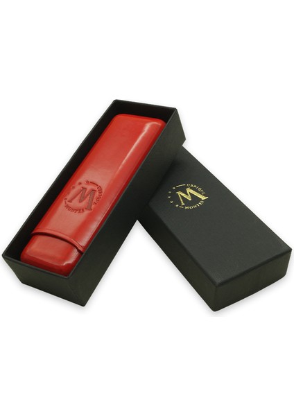 Gerçek Deri El Yapımı Puro Kılıfı Ikili (52 Ring) Paris