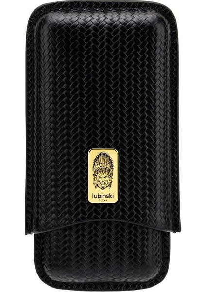 Yeni Seri Gerçek Deri Üçlü Puro Kılıfı - Siyah(60 Ring)