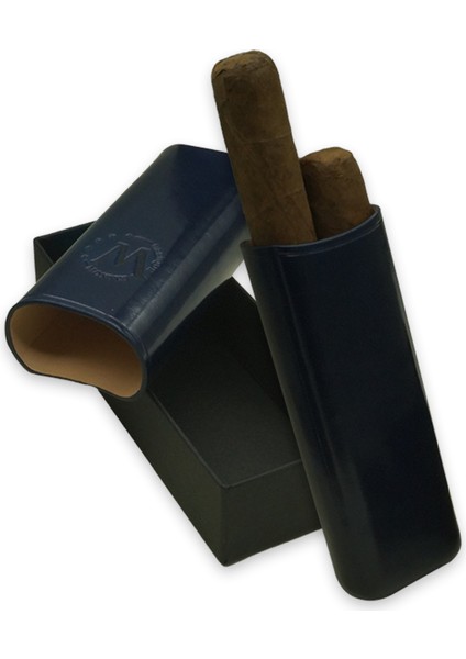 Gerçek Deri El Yapımı Puro Kılıfı Ikili (52 Ring) Milan