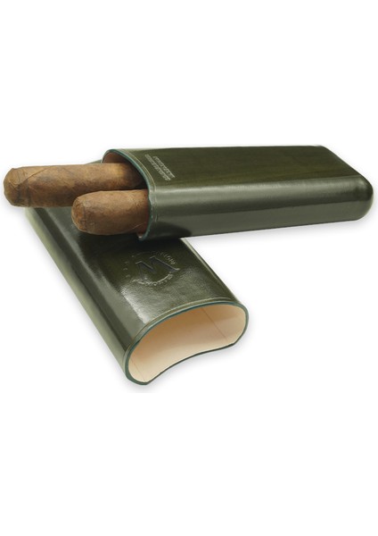 Gerçek Deri El Yapımı Puro Kılıfı Ikili (65 Ring) Jaen