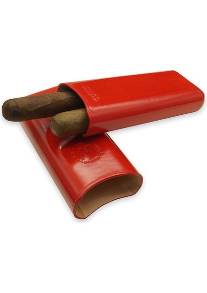 Gerçek Deri El Yapımı Puro Kılıfı Ikili (65 Ring) Paris