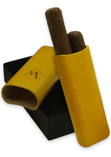 Gerçek Deri El Yapımı Puro Kılıfı Ikili (52 Ring) Bali