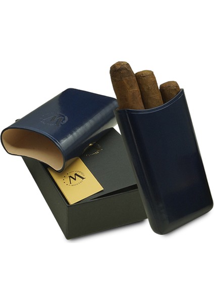 Gerçek Deri El Yapımı Puro Kılıfı Üçlü (52 Ring) Milan