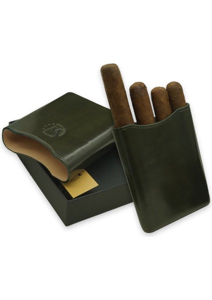 Gerçek Deri El Yapımı Puro Kılıfı Dörtlü (55 Ring) Jaen