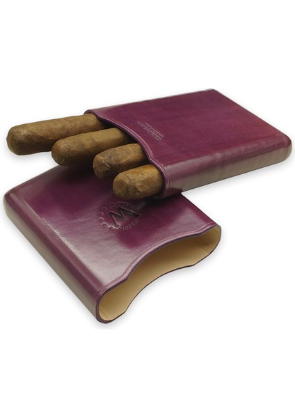 Gerçek Deri El Yapımı Puro Kılıfı Dörtlü (55 Ring) Varsovia