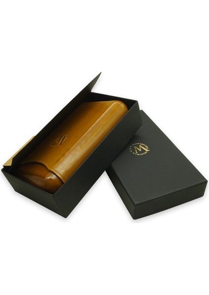 Gerçek Deri El Yapımı Puro Kılıfı Üçlü (65 Ring) Munich