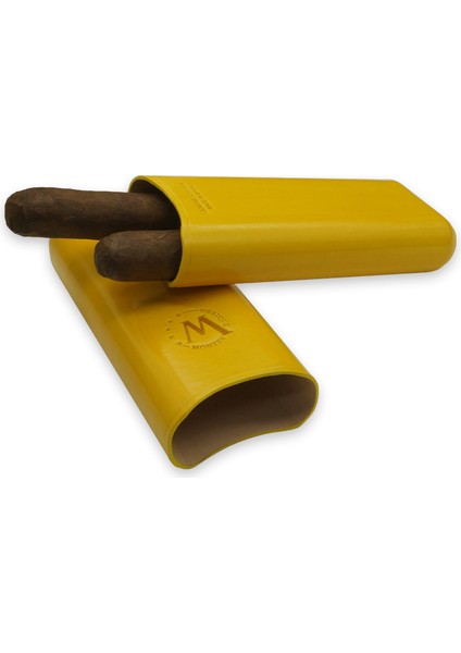 Gerçek Deri El Yapımı Puro Kılıfı Ikili (65 Ring) Bali