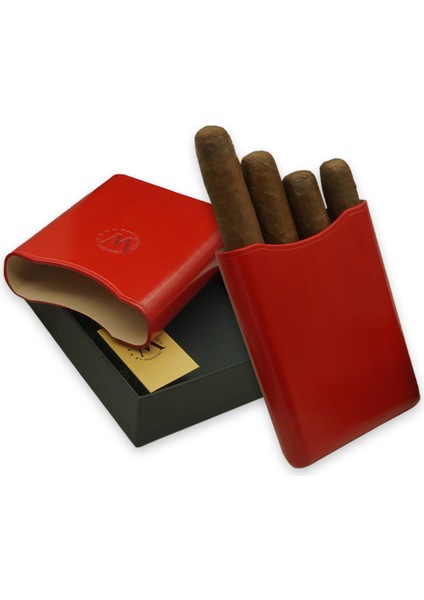 Gerçek Deri El Yapımı Puro Kılıfı Dörtlü (55 Ring) Paris