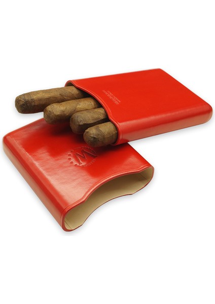 Gerçek Deri El Yapımı Puro Kılıfı Dörtlü (55 Ring) Paris