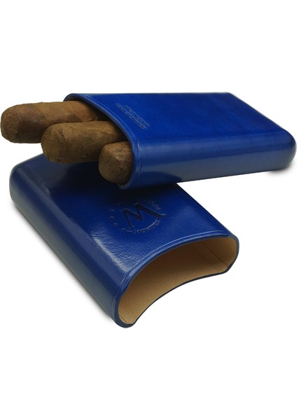 Gerçek Deri El Yapımı Puro Kılıfı Üçlü (52 Ring) Monaco