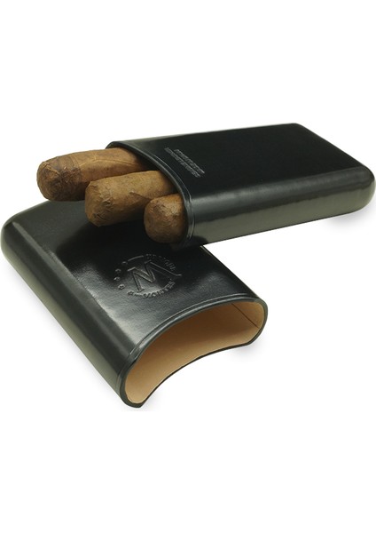 Gerçek Deri El Yapımı Puro Kılıfı Üçlü (52 Ring) Londres