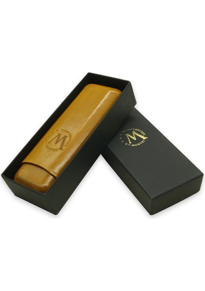 Gerçek Deri El Yapımı Puro Kılıfı Ikili (52 Ring) Munich