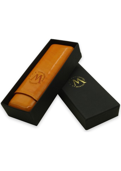 Gerçek Deri El Yapımı Puro Kılıfı Ikili (52 Ring) Amsterdam