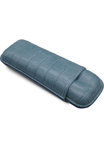 Gerçek Deri El Yapımı Puro Kılıfı Ikili (60 Ring) Croco Aguamarina indirimleri