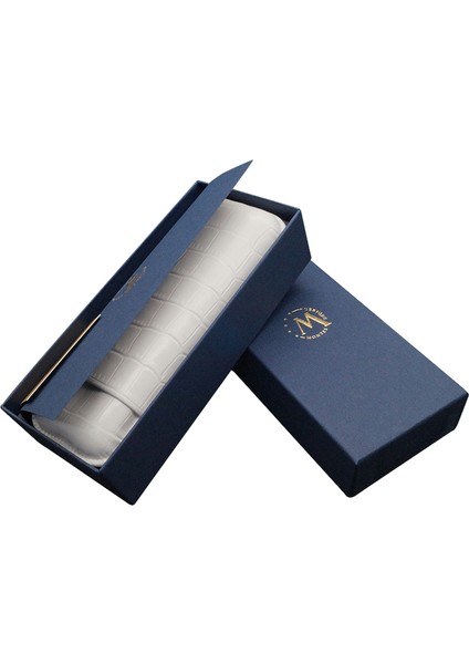 Gerçek Deri El Yapımı Puro Kılıfı Ikili (60 Ring) Croco Nieve