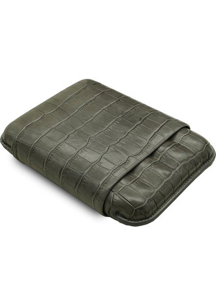 Gerçek Deri El Yapımı Puro Kılıfı Dörtlü (60 Ring) Croco Ceniza indirimleri
