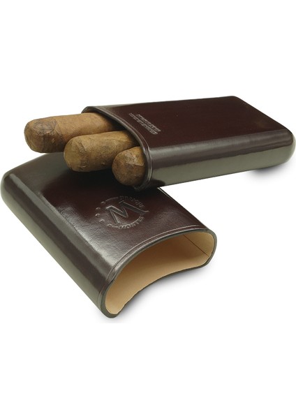 Gerçek Deri El Yapımı Puro Kılıfı Üçlü (52 Ring) Viena