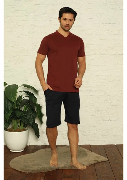 Erkek Bordo V Yaka 3'lü Pijama Takım fiyatları