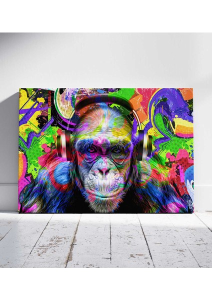 Psychedelic Müzisyen Maymun Pop Art Tabloları Kanvas Tablo
