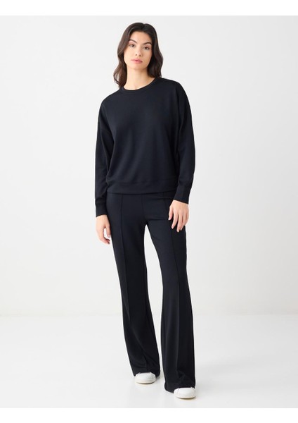 Siyah Yüksek Bel Bol Paça Modal Jogger Pantolon