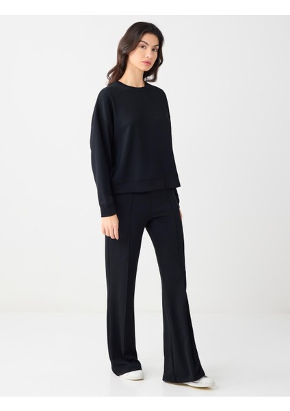 Siyah Yüksek Bel Bol Paça Modal Jogger Pantolon modelleri