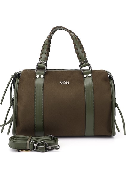 Kadın Haki Süet Haki El ve Omuz Çantası